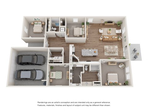 Floor plan for 4 beds, 2 baths, 1827 sqft